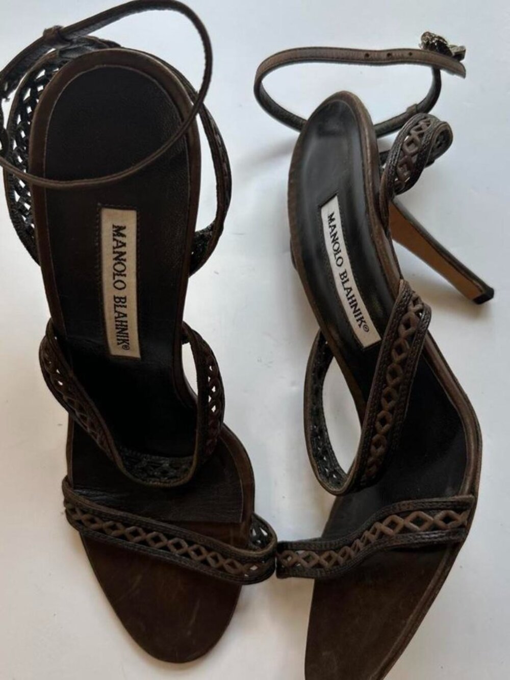 Vintage Manolo Blahnik Brown Leather Strappy Heels | Size 38